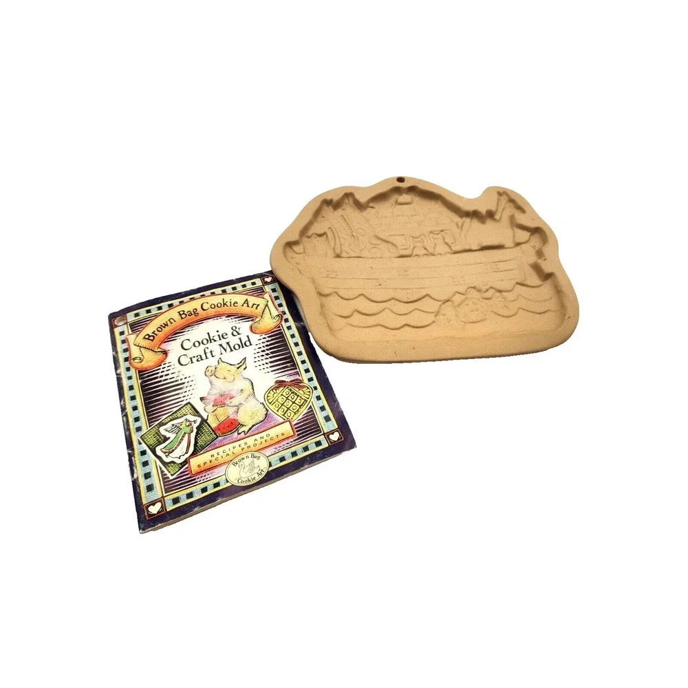Brown Bag Cookie Art Mold 1996 Hill Design Noah's Ark with recipe book
